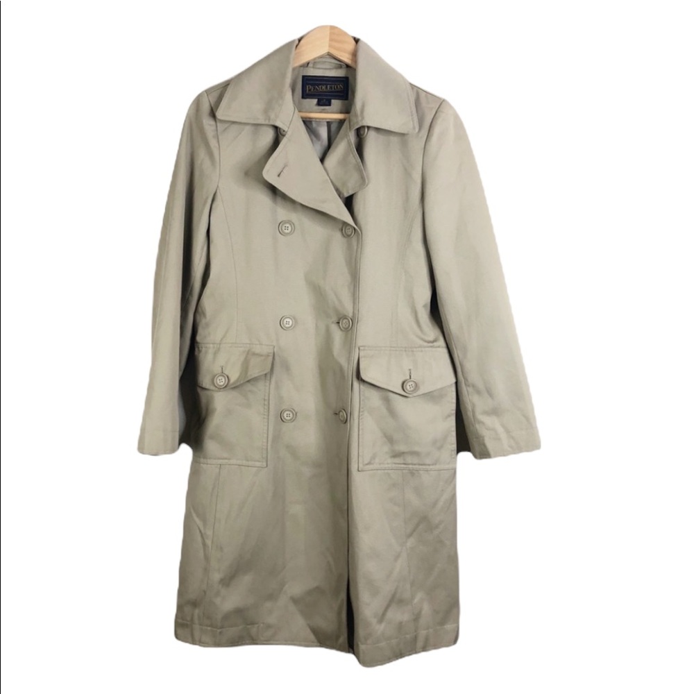 Pendleton Tan Colored Trench Coat Long Stylish Women’s Size 2